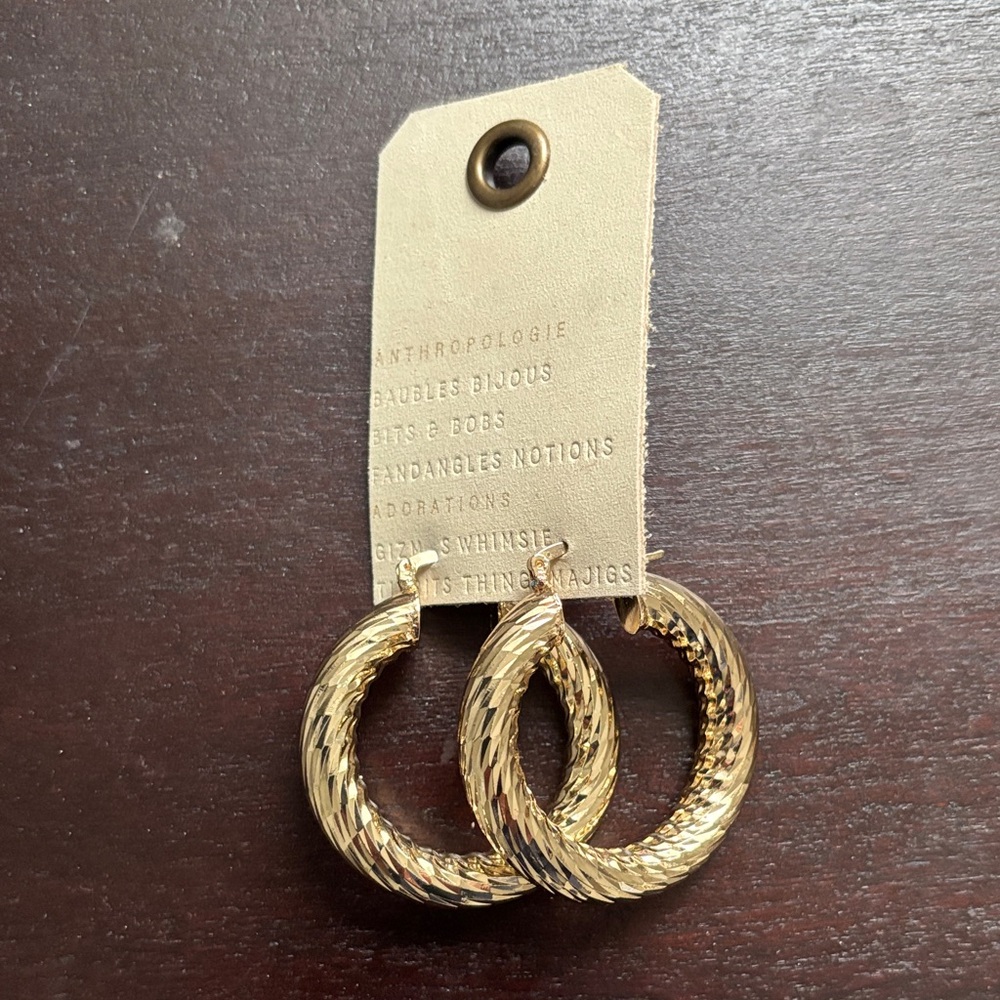 Anthropologie Textured Gold Earrings